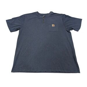 Carhartt Henley Shirt Mens XL Blue K84 413 Loose Fit Short Sleeve Pocket T-Shirt